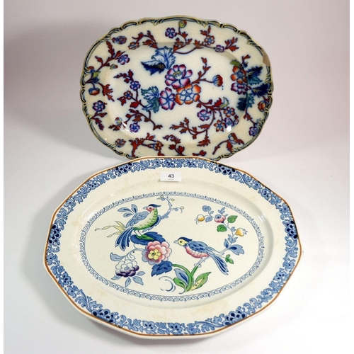 43 - A Booths meat plate and a Victorian floral meat plate