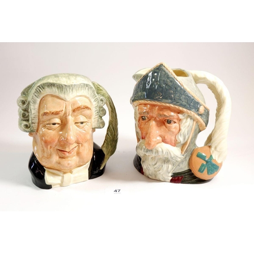 47 - Two large Royal Doulton character jugs - Don Quixote and The Lawyer