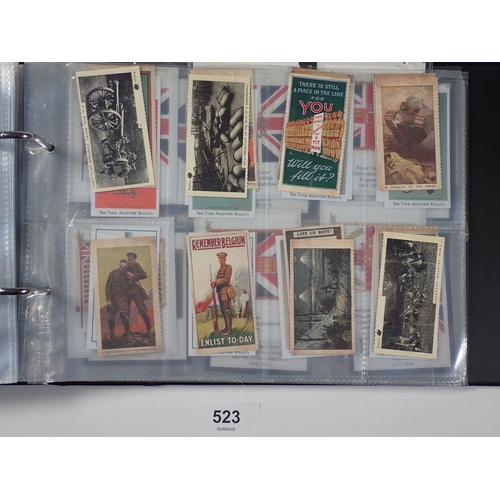 523 - A album of cigarette cards - mainly on a military theme including Drapkin's Cigarettes,