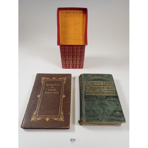531 - The Bijou Shakespeare set - boxed, The Rubaiyat of Omar Khamyyam plus Every Day Cookery by Mrs Beeto... 