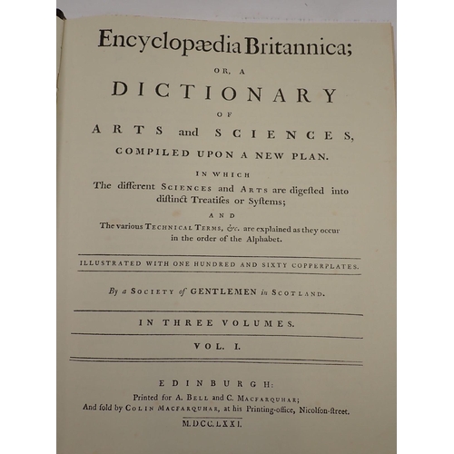 566 - The Encyclopaedia Britannica, three volumes facsimile of the first edition published in 1771 - fine ... 