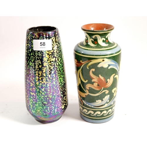 58 - A Sylvac lustred vase and Torquay style vase, 21cm tall