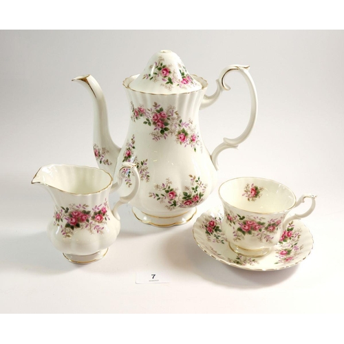 7 - A Royal Albert 'Lavender Rose' dinner and coffee service comprising: twelve cups and saucers, twelve... 
