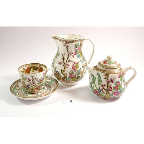 9 - A Coalport Indian Tree part tea service comprising: four cups and saucers, five tea plates, two jugs... 