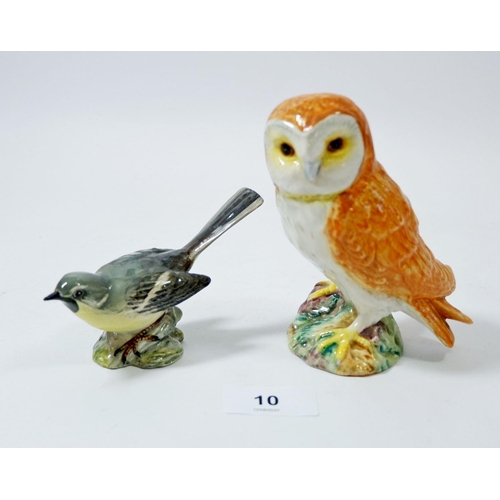 10 - A Beswick barn owl and a Grey Wagtail