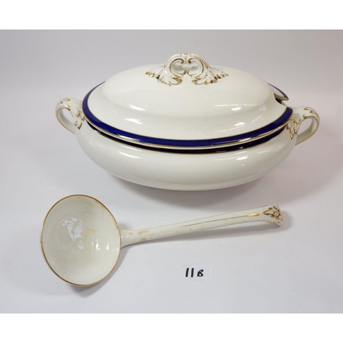 11B - A large early 20th century tureen and lid with ladle