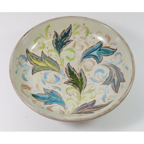 2 - A Glyn Colledge studio pottery bowl with leaf decoration, signature to base, 23cm diameter