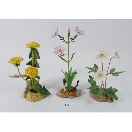 20 - A group of three Boehm flower ornaments