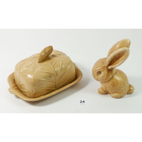 24 - A Sylvac butter dish and rabbit