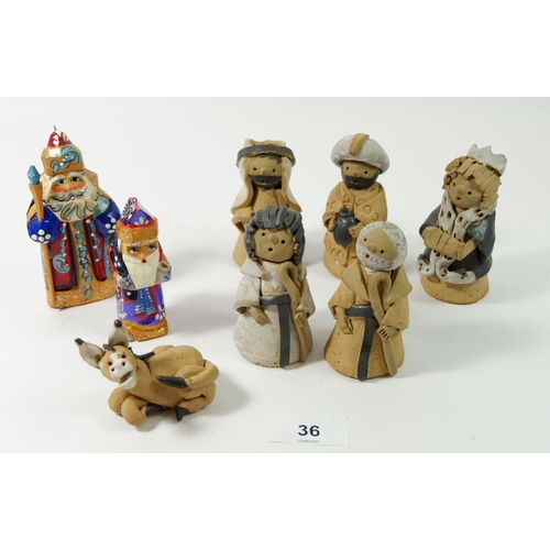 36 - A Welsh pottery nativity set