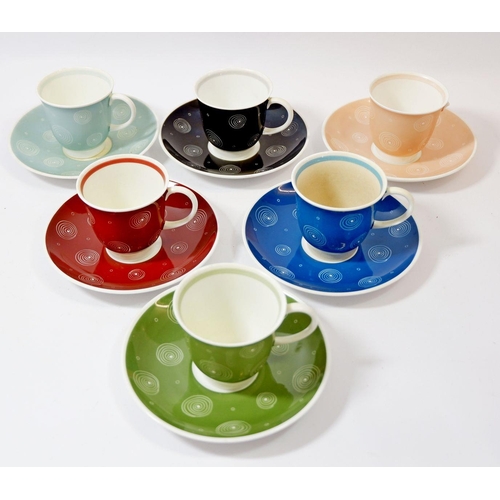 7 - A Susie Cooper vintage harlequin set of six  cups and saucers (one a/f) plus a Mason's Circusland pl... 