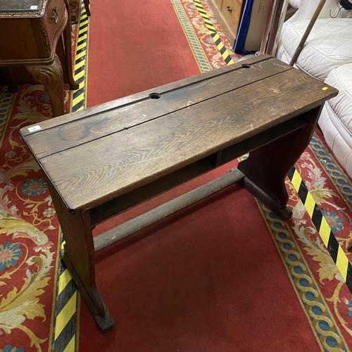 2 - Victorian Oak writing slope with ink wells