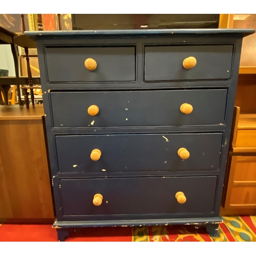 40 - Painted pine five drawer chest