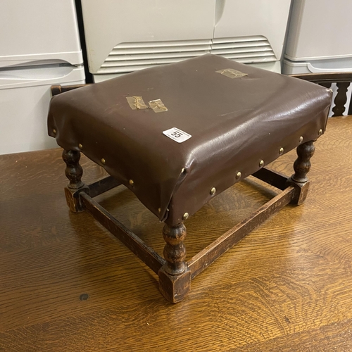 55 - Brown leather studded footstool