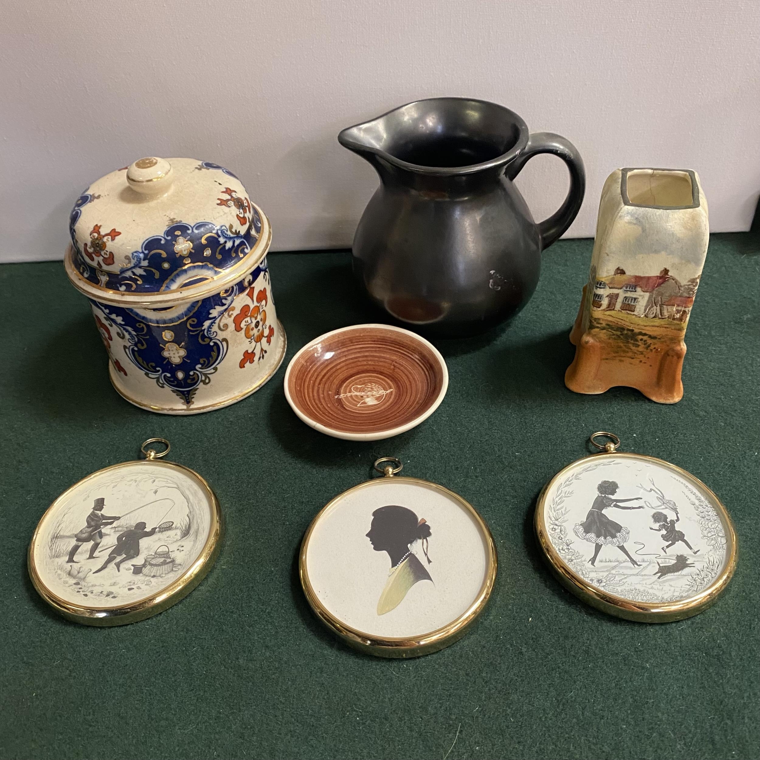 Antique French pot,Early Royal Doulton small vase, Welsh glazed dish