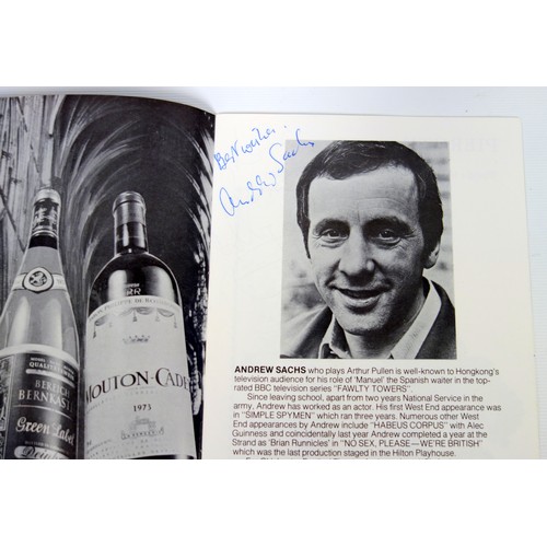 43 - Six Hong Kong Hilton Playhouse theatre programmes, with signatures of Alfred Marks, Sally Ann Howes,... 