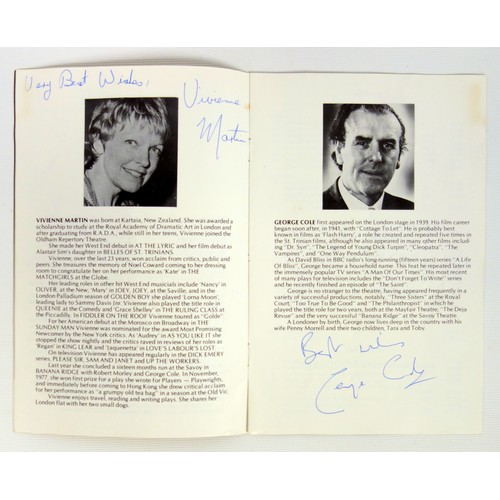 43 - Six Hong Kong Hilton Playhouse theatre programmes, with signatures of Alfred Marks, Sally Ann Howes,... 