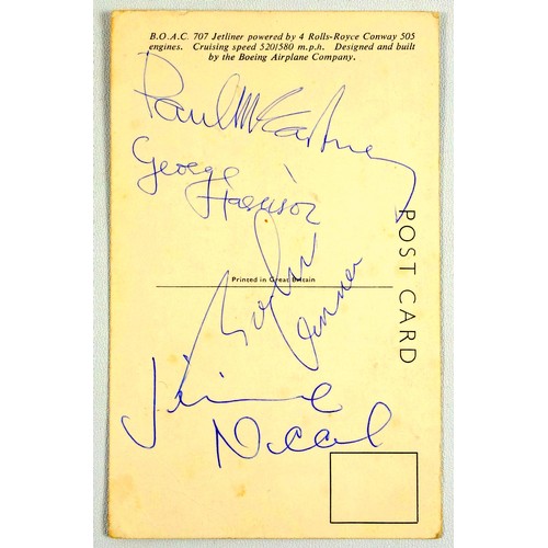 52 - The Beatles, signed B.O.A.C. Rolls-Royce 707 Jetliner postcard, signatures of Paul McCartney, George... 