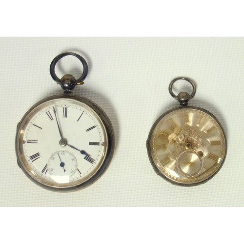 72 - Victorian silver open faced pocket watch with a circular dial, gilt Roman numerals and seconds dial ... 