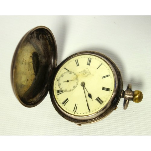 71 - Late Victorian silver hunting watch with a circular dial inscribed “Dent, 61 Strand & 4 Royal Exchan... 
