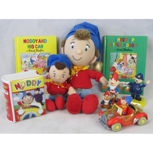 A collection of six vintage Noddy Toys including noddy in his car, a ...