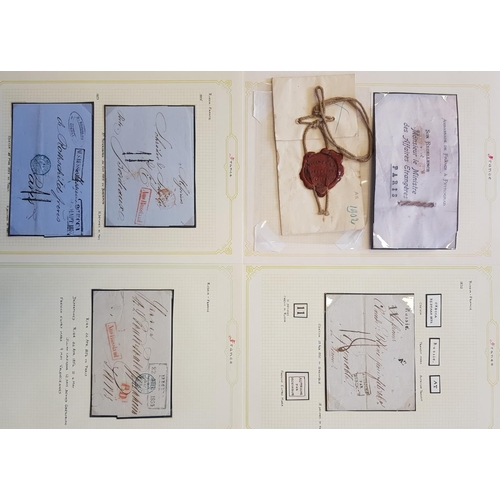 19th CENTURY MAIL TO FRANCE; Range on leaves inc. 1832 EL to Grenoble