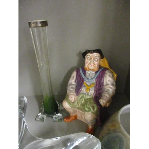 A Melba Ware Character Jug Depicting Henry Viii A Glass Vase An