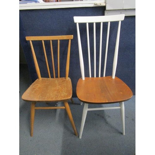 Three 1960s Retro Ercol White Painted Bar Back Chairs Stamped