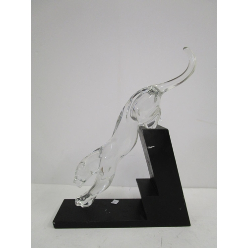 10 - Designed by Rosetta for Baccarat - Panther The Leap, a crystal glass animal ornament on a black resi... 