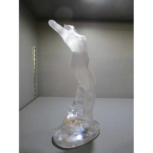 16 - A contemporary Lalique clear and frosted glass model of a Dancer with arms up (Danseuse Bras Leves),... 