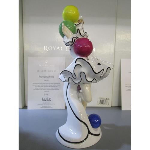 28 - Valerie Annand and Tom Mason for Royal Doulton - a matched set of four limited edition Balloon Clown... 