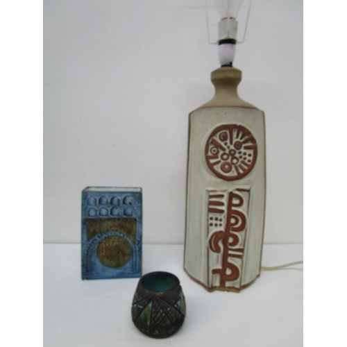 42 - Cornish art pottery to include a Troika slab vase, geometric motifs in grey, blue and brown colours,... 