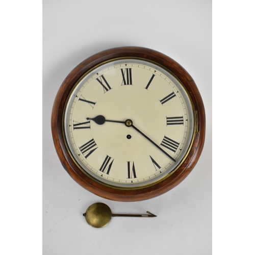 1 - A Victorian mahogany dial clock having a 12 inch painted dial with Roman numerals and chain fusee 8 ... 