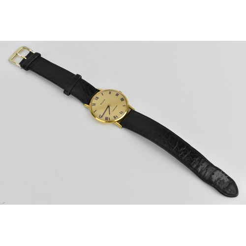 23 - A gents Bulova Longchamp gold plated manual wind 17 jewel movement wristwatch having Roman numerals ... 