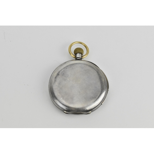 27 - An early 20th century silver cased minute repeating pocket watch, having a white enamel dial with Ro... 