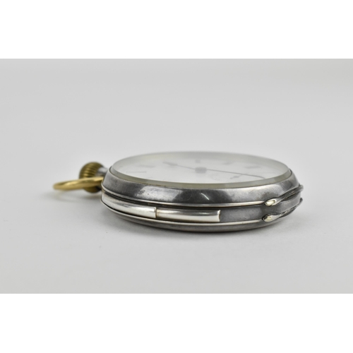 27 - An early 20th century silver cased minute repeating pocket watch, having a white enamel dial with Ro... 