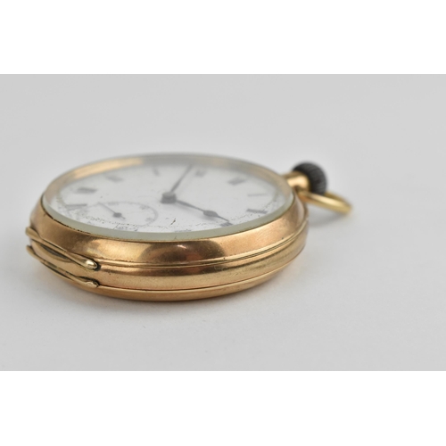 28 - An early 20th century gents Zenith 9ct gold open face pocket watch with white dial having Roman nume... 