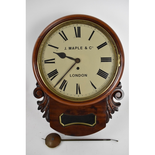 3 - An early Victorian mahogany drop dial wall clock, the 12 inch dial signed 'J.Maple & Co London' the ... 