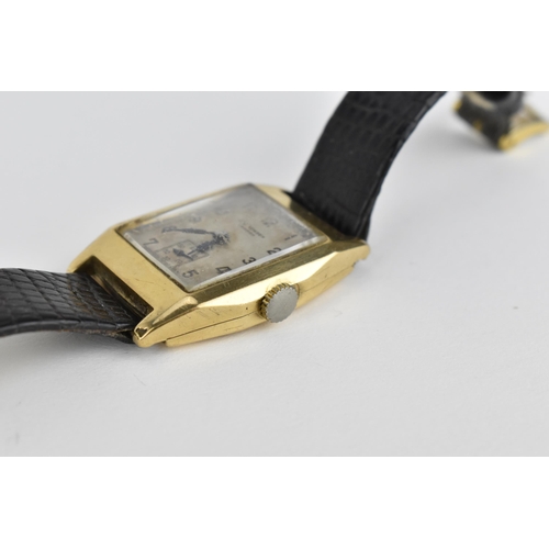40 - An early 20th century J.W Benson, London 9ct gold cased wristwatch with rectangular dial having Arab... 