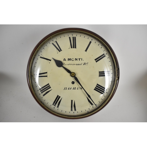 5 - A Victorian mahogany dial clock, the 12 inch convex painted dial having Roman numerals and signed 'A... 