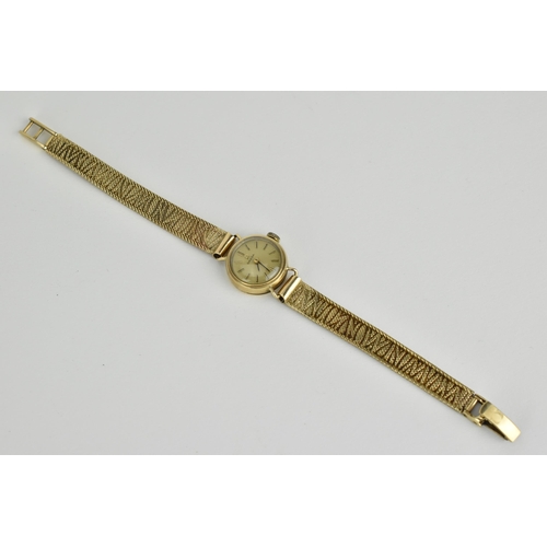 52 - A 1968 ladies Omega 9ct gold wristwatch, dial signed Omega with baton hour markers, 17 jewels 484 Om... 
