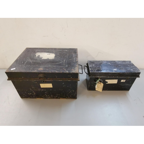 43 - A vintage metal deed box by Jordan and Sons Ltd together with one other 
Location: A1B