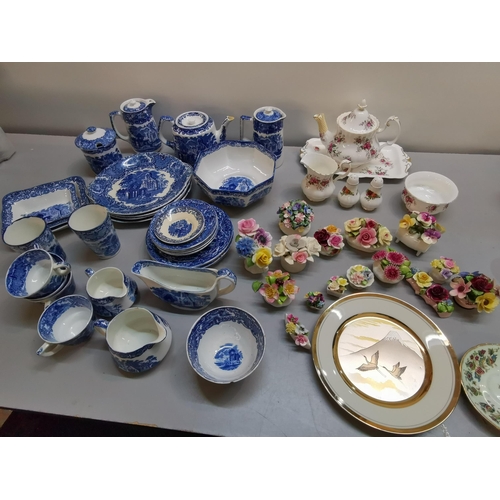 55 - A quantity of George Jones and Sons blue and white china with 'Abbey' pattern, together with a Royal... 