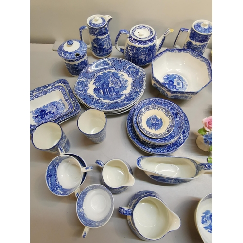 55 - A quantity of George Jones and Sons blue and white china with 'Abbey' pattern, together with a Royal... 