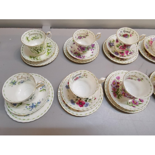 56 - A set of twelve Royal Albert trios 'Flower of the Month' series A/F
Location: 6.3