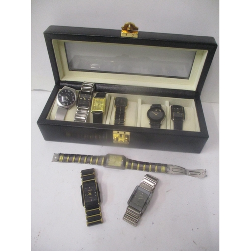 1 - Six quartz watches to include Citron, Bijoux, Acuct, Ristos, Louis Valentine and four others, contai... 