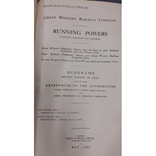 4 - Book-Running Powers, 1927 A Great Western Railway Company book for use of GWR & Co's officials only,... 