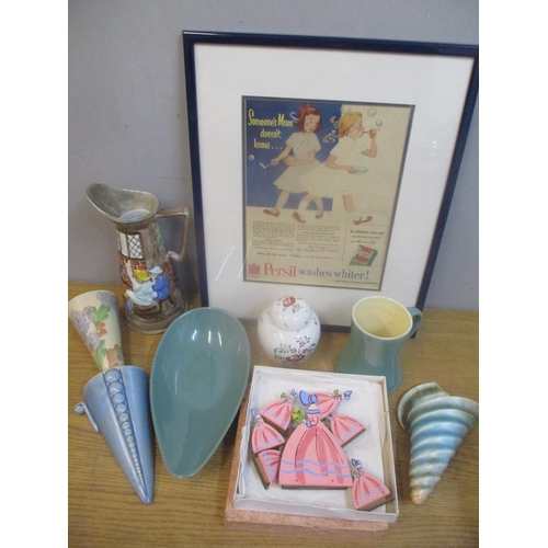 25 - Collectables to include Denby, a Radford jug, a Crown Devon ginger jar, three 1930's wall pockets, a... 