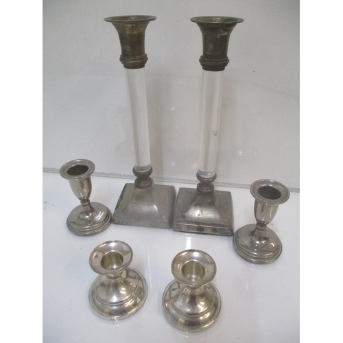 36 - Three pairs of candlesticks to include a pair of dwarf silver examples
Location: 3.1