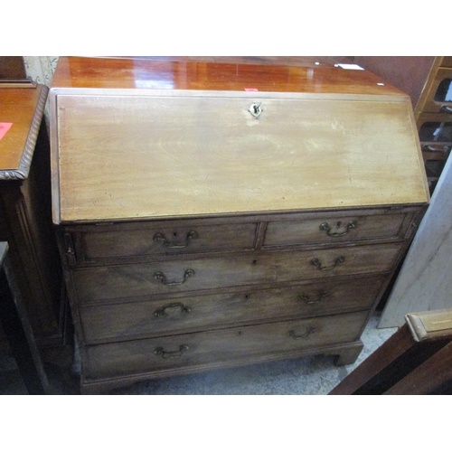 30 - A Georgian mahogany bureau having a fall flap above two short and three long drawers, 106cm h x 107c... 
